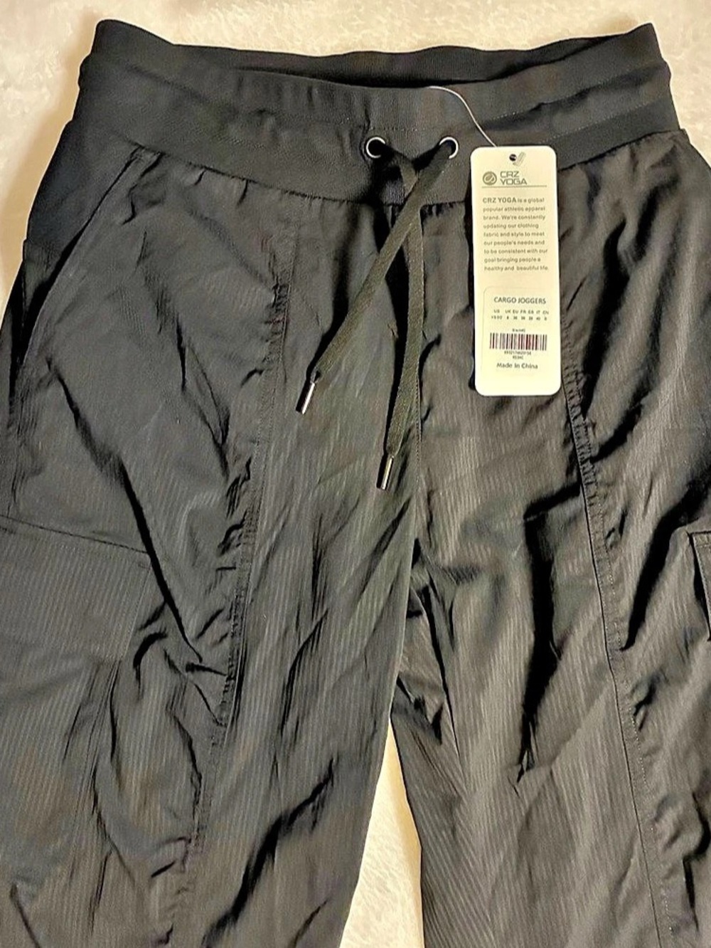 CRZ YOGA Lightweight Running Classic Fit Ruched Cargo Joggers Ruched Black XS